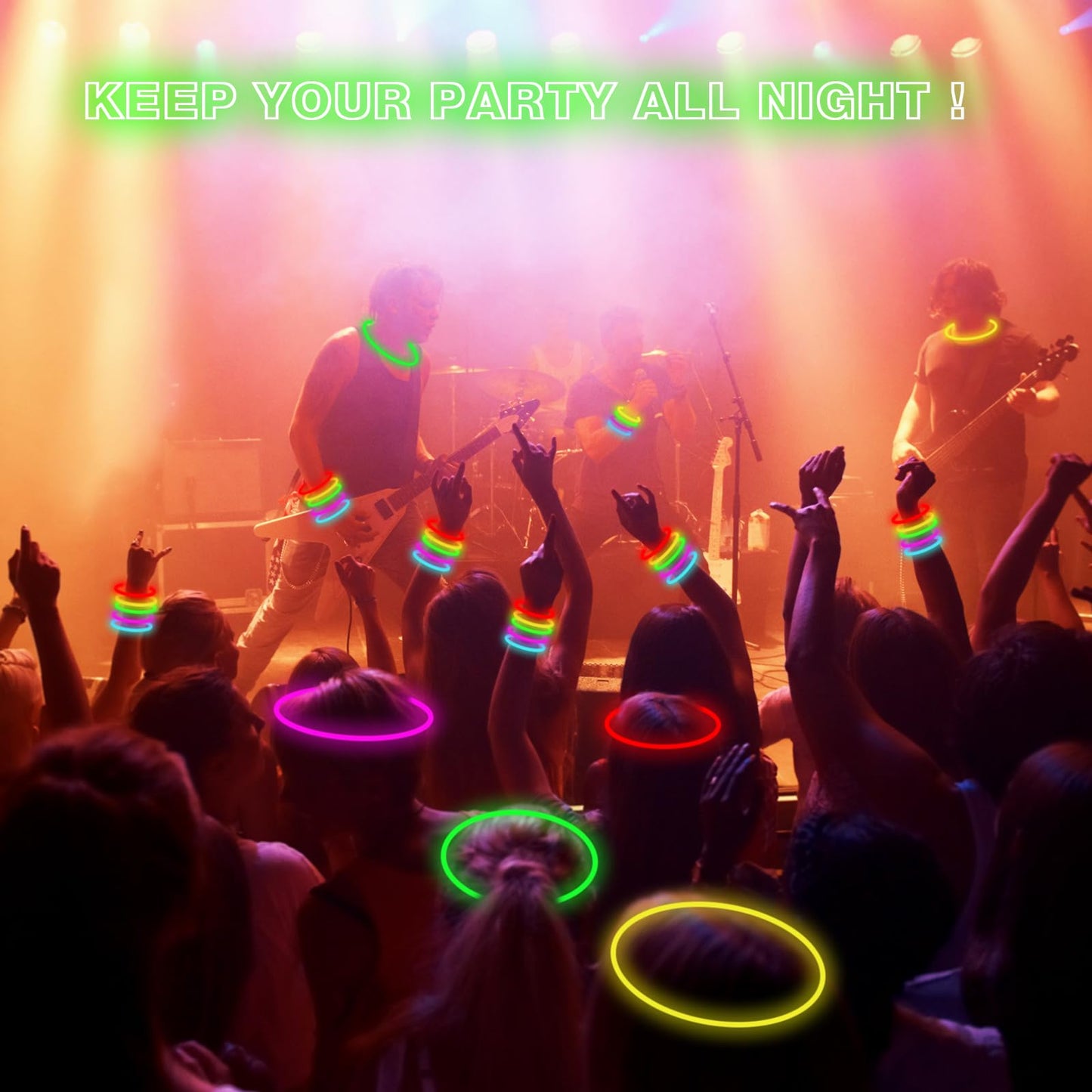 Jicuicui Ultra Halloween Bright Glow Sticks - 500 Party Pack With Connectors For Christmas, Neon Birthday And Holidays - Multico