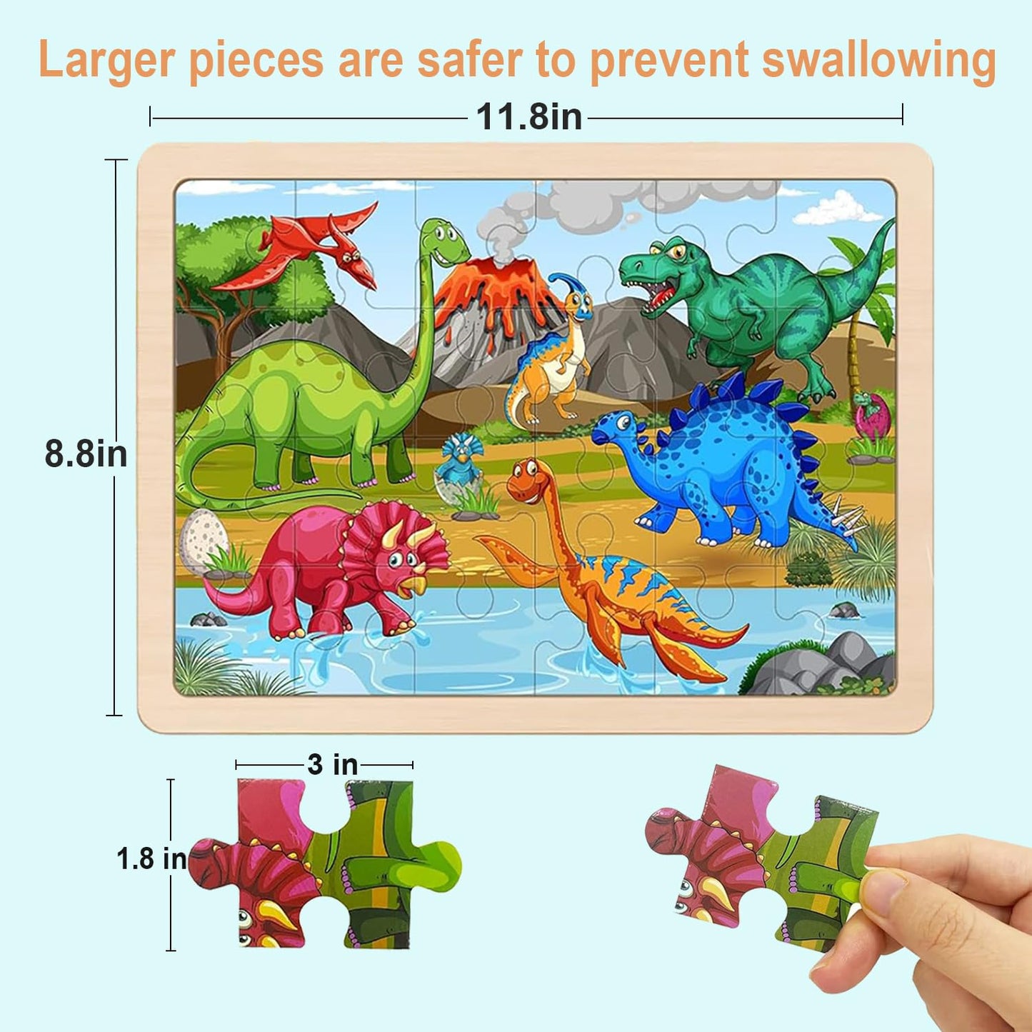 Large Puzzles For Kids Ages 4-6, 24 Piece Wooden Puzzles For Toddlers 3-4,Jigsaw Puzzles For Kids Ages 3-5,Preschool Educational