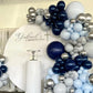 Moxmay 140 Pack Silver Navy Gray Macaron Blue Balloons Garland Arch Kit For Graduation Birthday Party Baby Shower Party Decorati