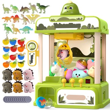 Skirfy Dinosaur Claw Machines For Kids,Electronic Arcade Game Vending Machine Toys With 34 Dinosaur Toys & Sound,Candy Dispenser