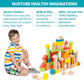 Timfuis Wooden Building Blocks Set - 80 Pcs Educational Toys for Toddlers, Standard Size, Includes Carrying Bag, Model TY04