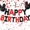 16 Inch Red Black Happy Birthday Balloons Letters Banner & 2Pcs Mini Mouse Head Balloons Cartoon Mouse Birthday Party Supplies R
