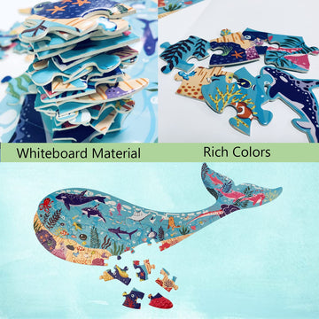 Kids Puzzles For Ages 4-8,8-10, 50 Pieces Whale Jigsaw Puzzles For Childrens, Kids Learning Educational Toys, Puzzles Games For Boys Girls Ages 4-8, 5, 6, 7, 8-10 Year Olds Christmas Birthday Gifts