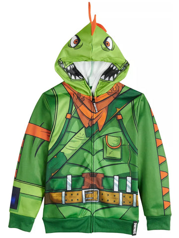 Fortnite Boys' Officially Licensed Rex Hooded Costume Jacket Green
