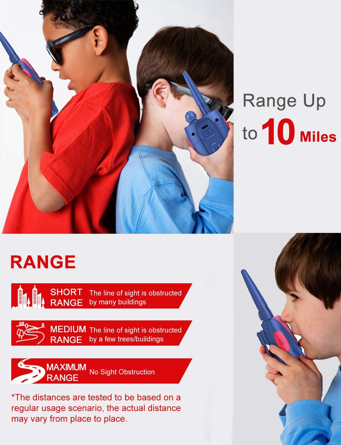 Rechargeable Walkie Talkies For Kids, 22 Channels Frs Walkie Talkies, Long Range Kids Walkie Talkies For Boys/Girls Toys Gifts,Outdoor Activities, Camping, Hiking - 2 Pack