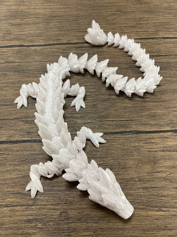 Munnygrubbers - Xl 26' Crystal Dragon Fidget Toy - Heavy Duty - 3D Printed Flexible Articulating Dragon Plastic Collectible Figurine - Surprise Egg Compatible - (Crystal Dragon)