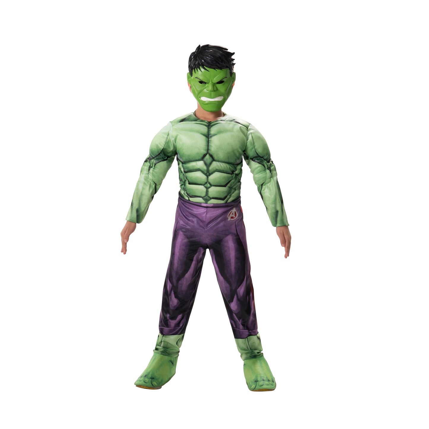 Marvel Hulk Official Youth Halloween Costume - Premium Quality Padded Jumpsuit With Plastic Mask (M) Green