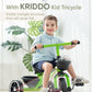 KRIDDO Tricycle for Kids Age 2-4, Large Green Toddler Trike, Carbon Steel, Model TC003-Green