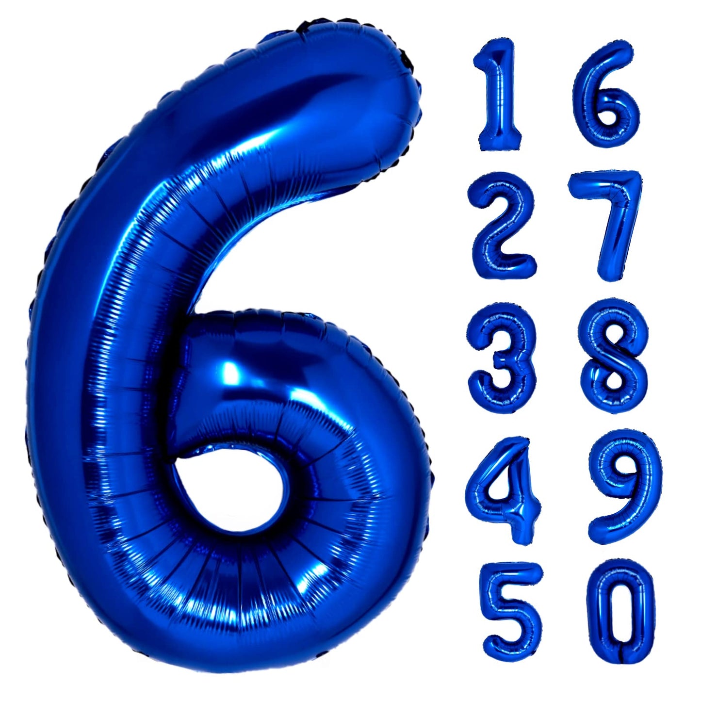 40 Inch Giant Navy Blue Number 6 Balloon, Helium Mylar Foil Number Balloons For Birthday Party, 6Th Birthday Decorations For Kid