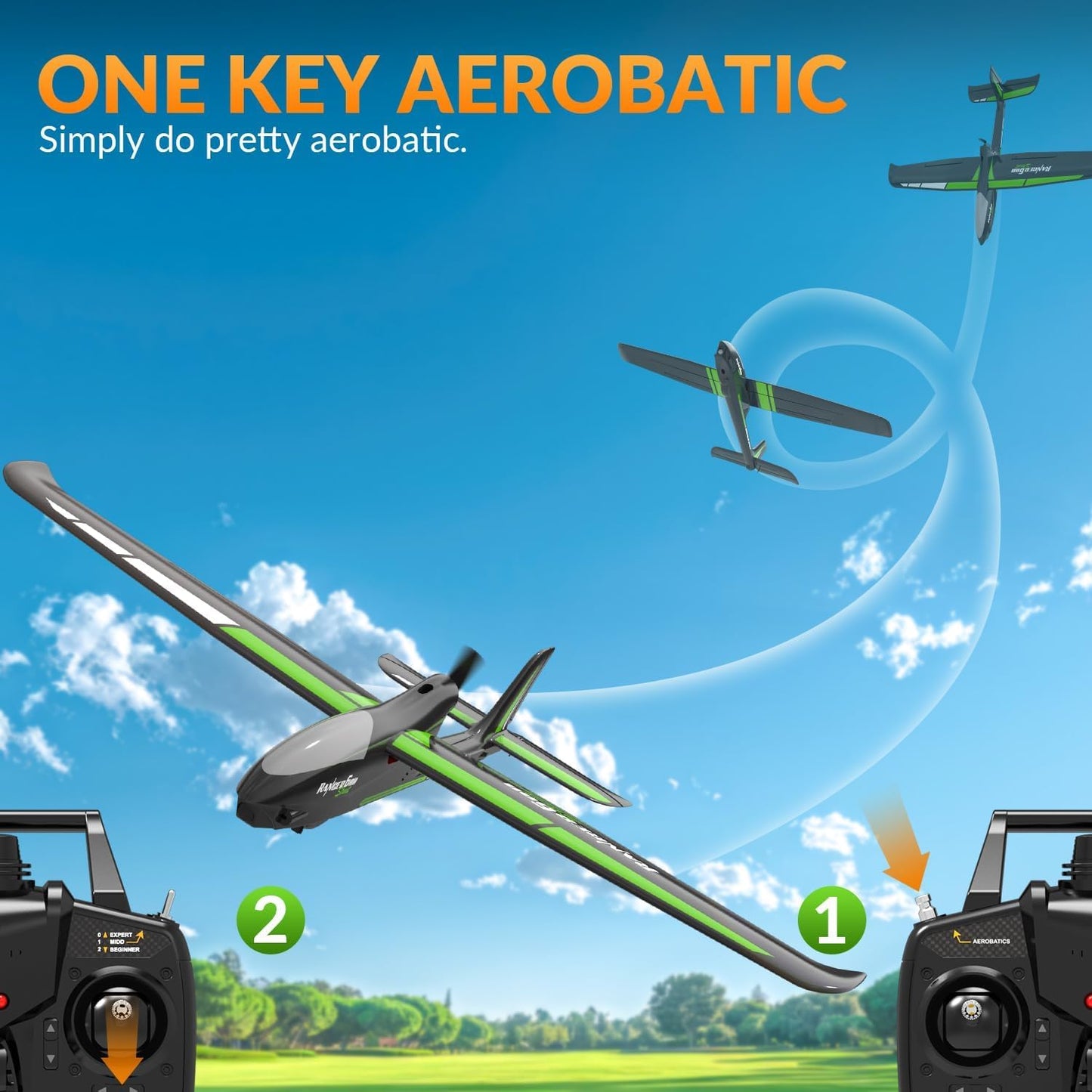 Volantexrc Rc Plane, 4Ch Remote Control Glider Airplane Rtf With 6-Axis Gyro, 3 Modes & Aerobatics Easy To Fly, 2.4Ghz Radio Con