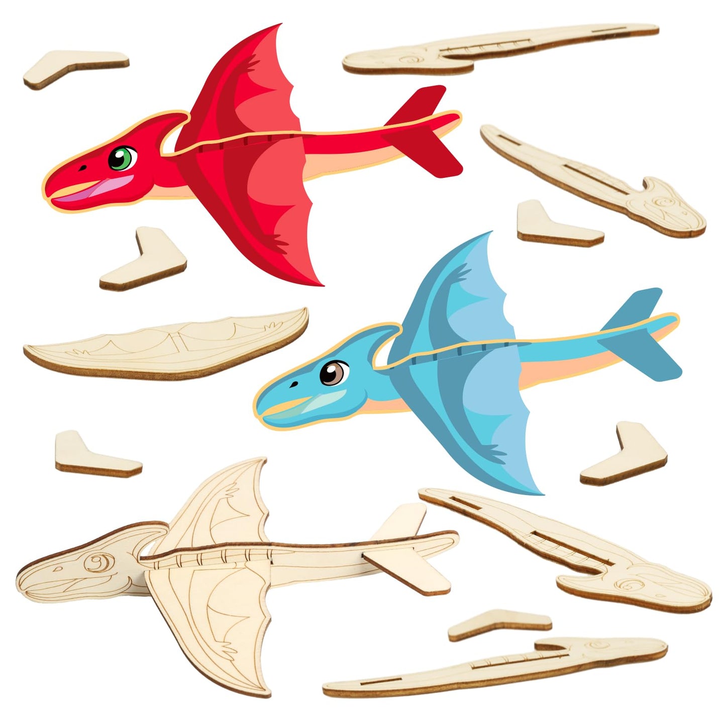 Fennoral 14 Pack Wooden Dragon Craft for Kids Make Your Own 3D Dragon kit for Boys Girls DIY Paint Wood Craft for School Art Act