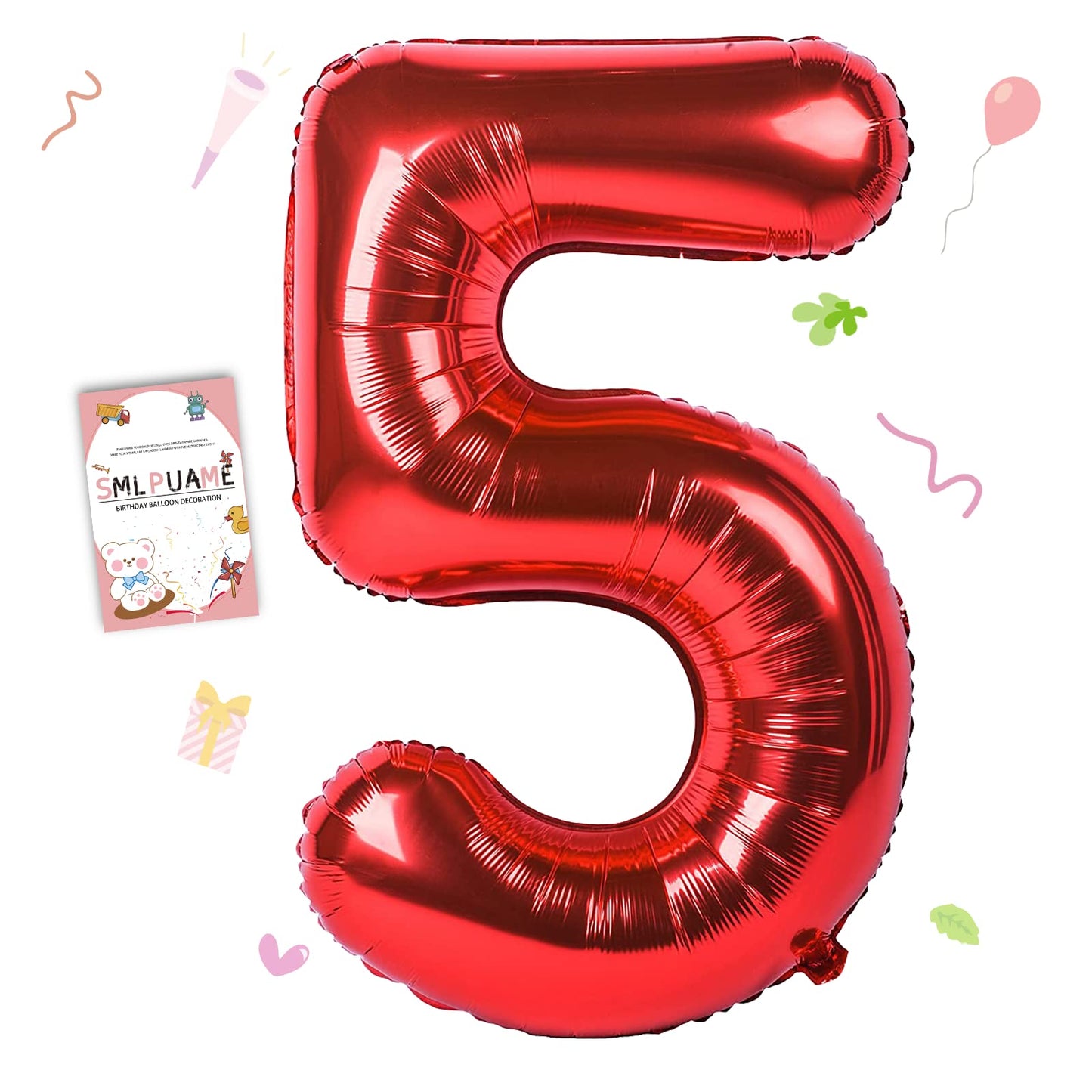 Smlpuame 40 Inch Number Balloon 0-9 Red Large Number 5 Balloons,Digital Balloons For Birthday Party Celebration Decorations Supp