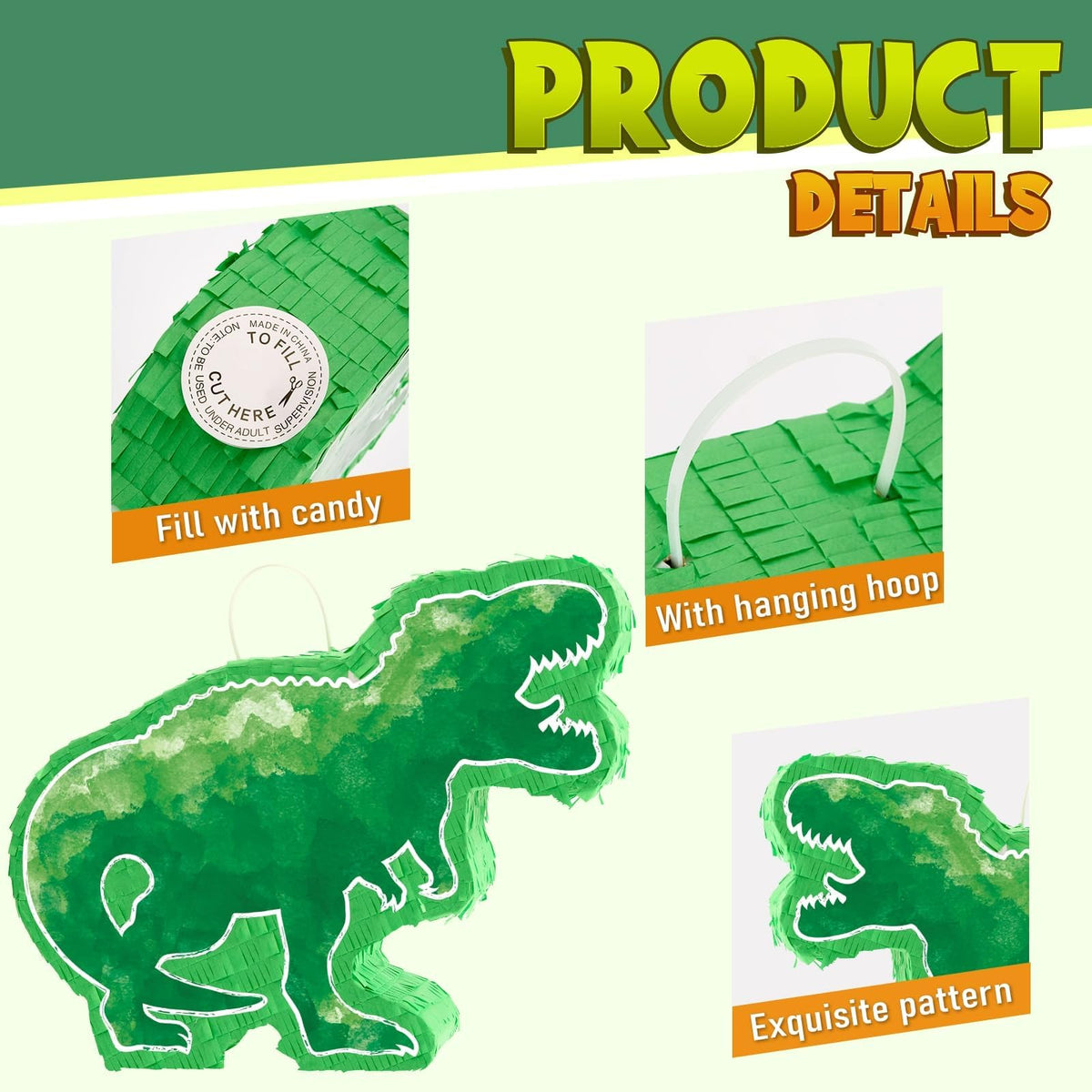 Wernnsai Dinosaur Piñata - Watercolor Green Dinosaur Piñata Birthday P ...