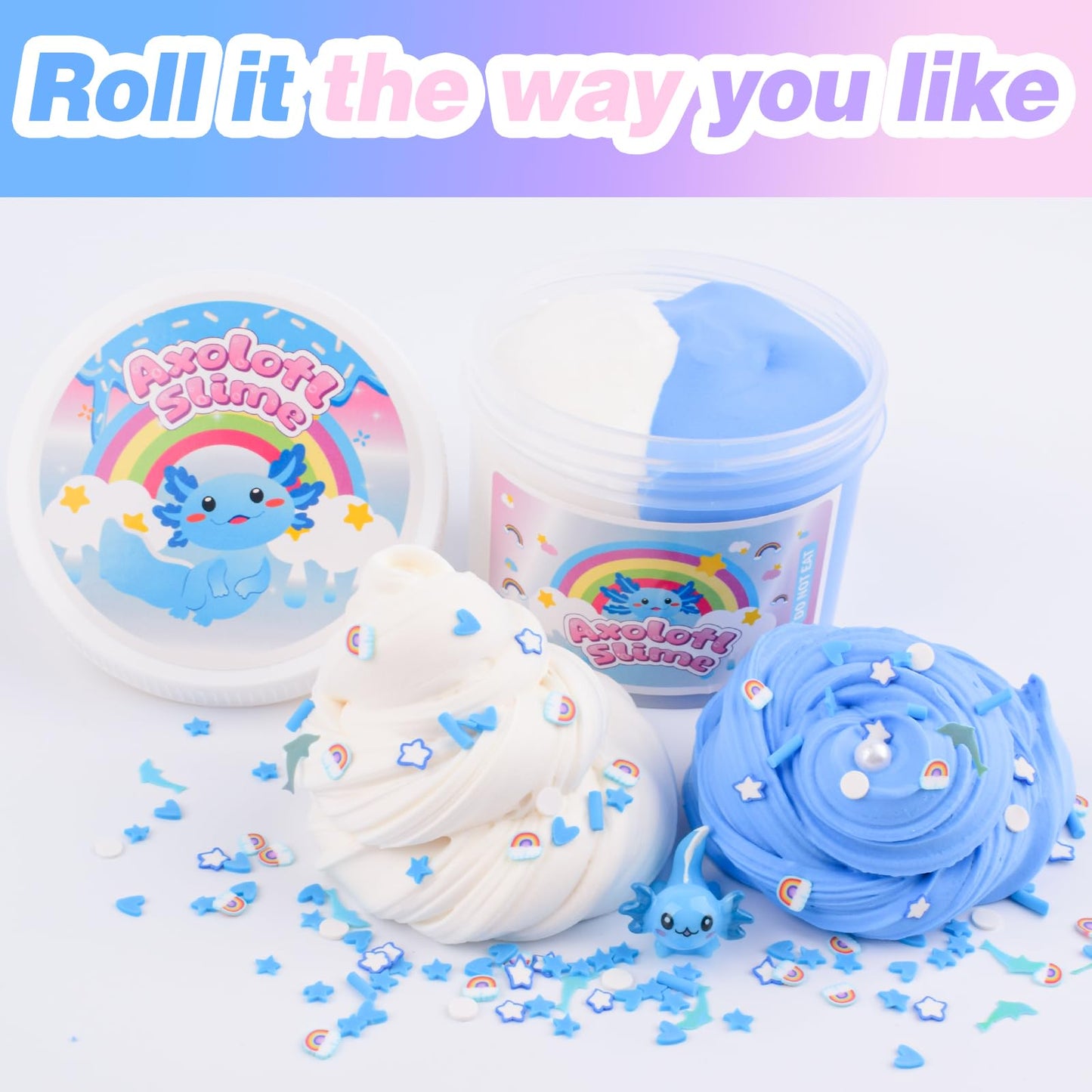 Blue Axolotl Slime  Axolotl Butter Slime Kit  Scented Slime Party Favors for Kids  Super Soft  Non-Sticky  Stretchy  Stress Relief Toy  Birthday Gifts for Boys & Girls
