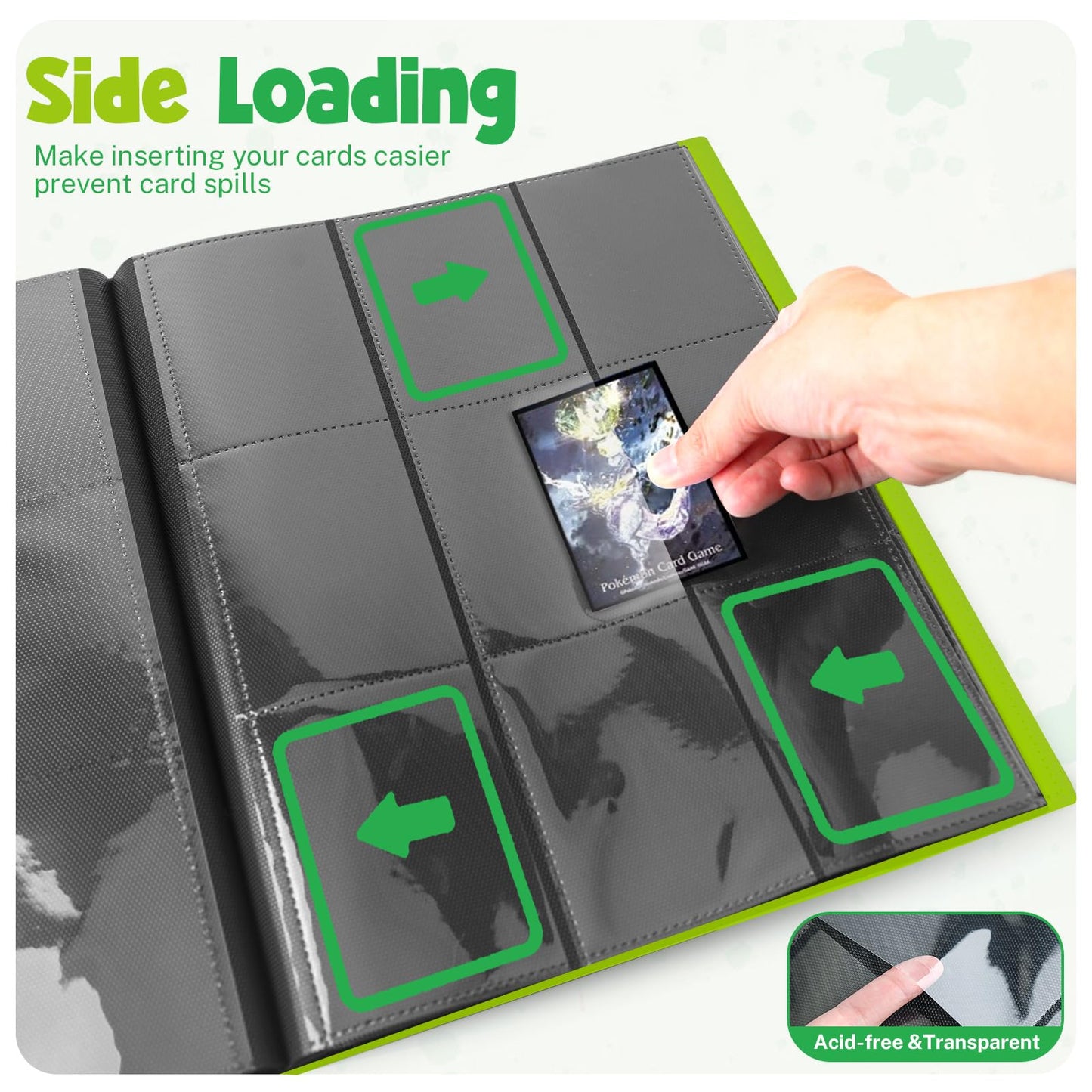 Card Binder  9 Pocket Trading Card Album Folder 20 Pages  360 Card Capacity Sports Card Binder  enhanced Card Binders Compatible with MTG  TCG  Baseball Cards (Green Grass)