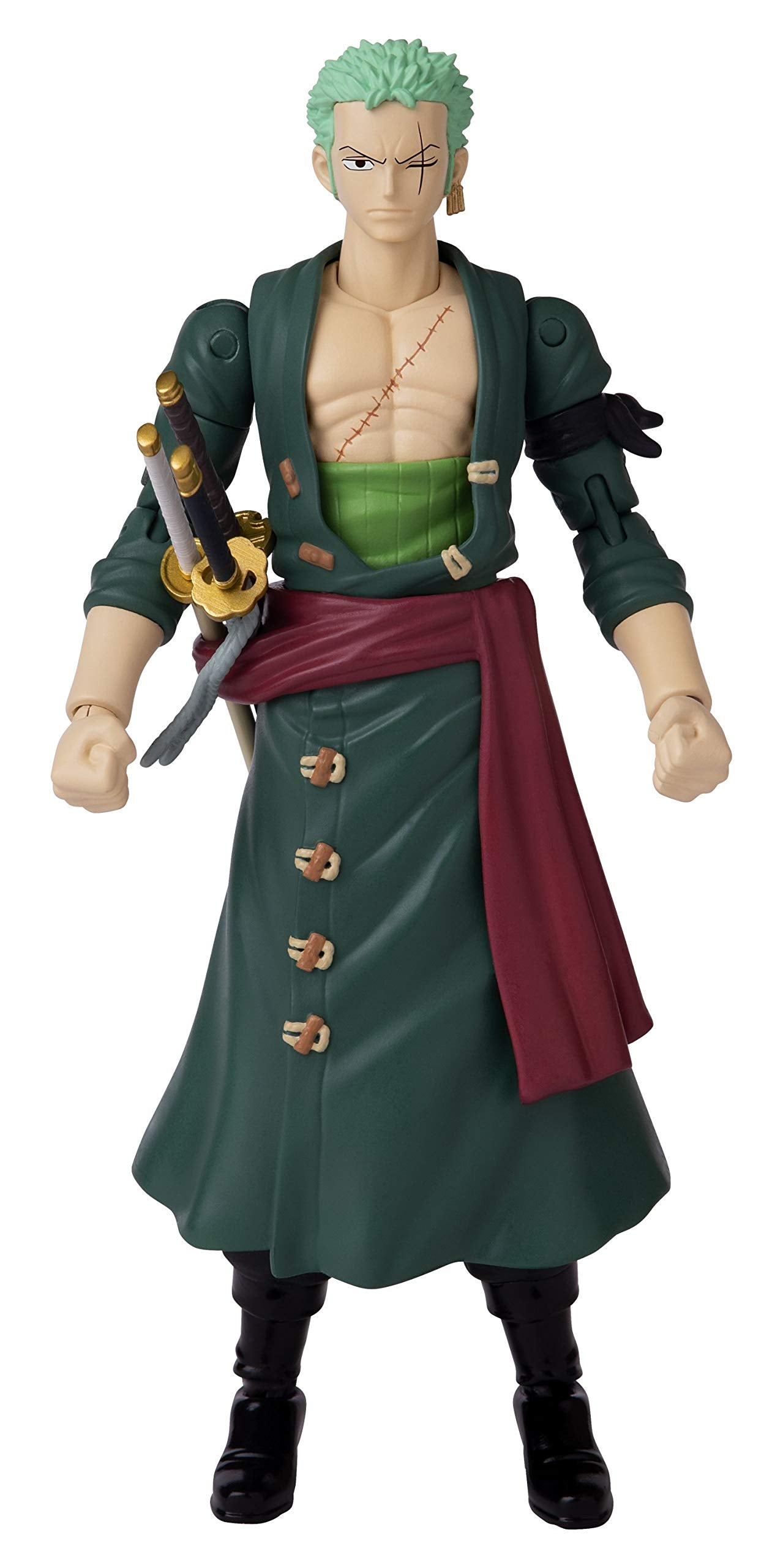 Bandai America Anime Heroes One Piece Roronoa Zoro Action Figure - Plastic, Zoro Color, Model 36932
