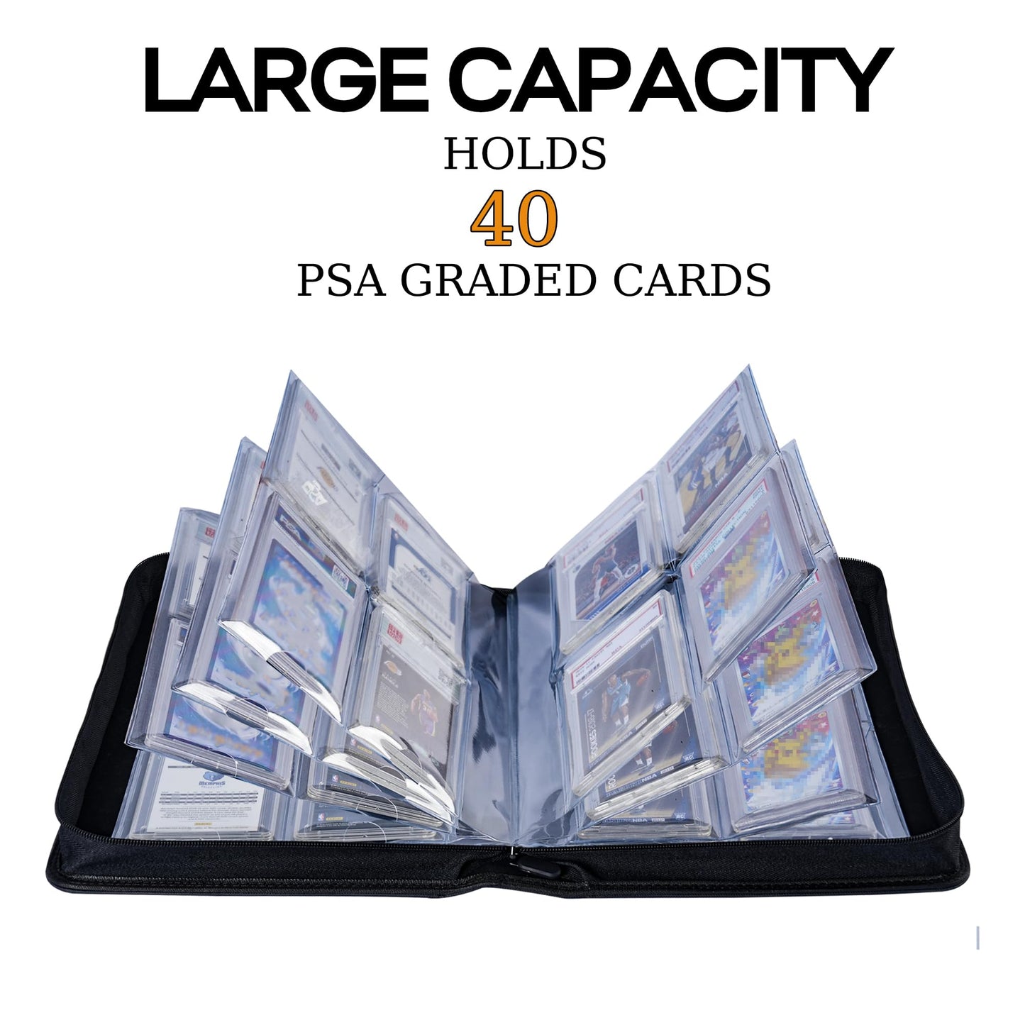 Morabto Graded Card Binder,Holds 40 Graded Cards,4 Pocket Slab Binder For Psa,Premium Graded Card Holder With Sleeves Blue
