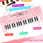 M Sanmersen Kids Piano Keyboard With Microphone 37 Keys Portable Electronic Keyboards For Beginners Musical Toy For 3/4/5/6 Year Old Girls Boys, Pink