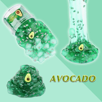 Jaiimen Slime Kit - 3 Pack Jelly Cube Clear Crunchy Slime With Avocado, Honeycomb And Lavender Bear Charms, Preppy And Aesthetic Stuff, Cute Stress Toys And Cool Birthday Gifts For Girls And Boys