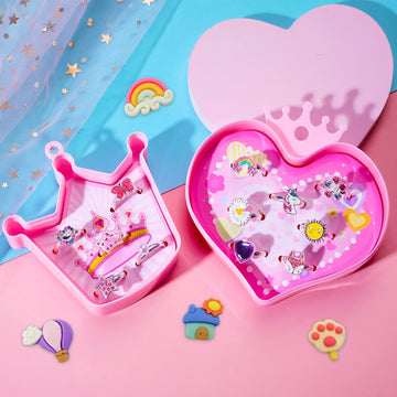 PinkSheep Gifts for Girls' birthday Toys 12pcs Adjustable Rings Unicorn Ring Crown Ring Birthday Gifts Gift for 3 4 5 6 7 8 9 10