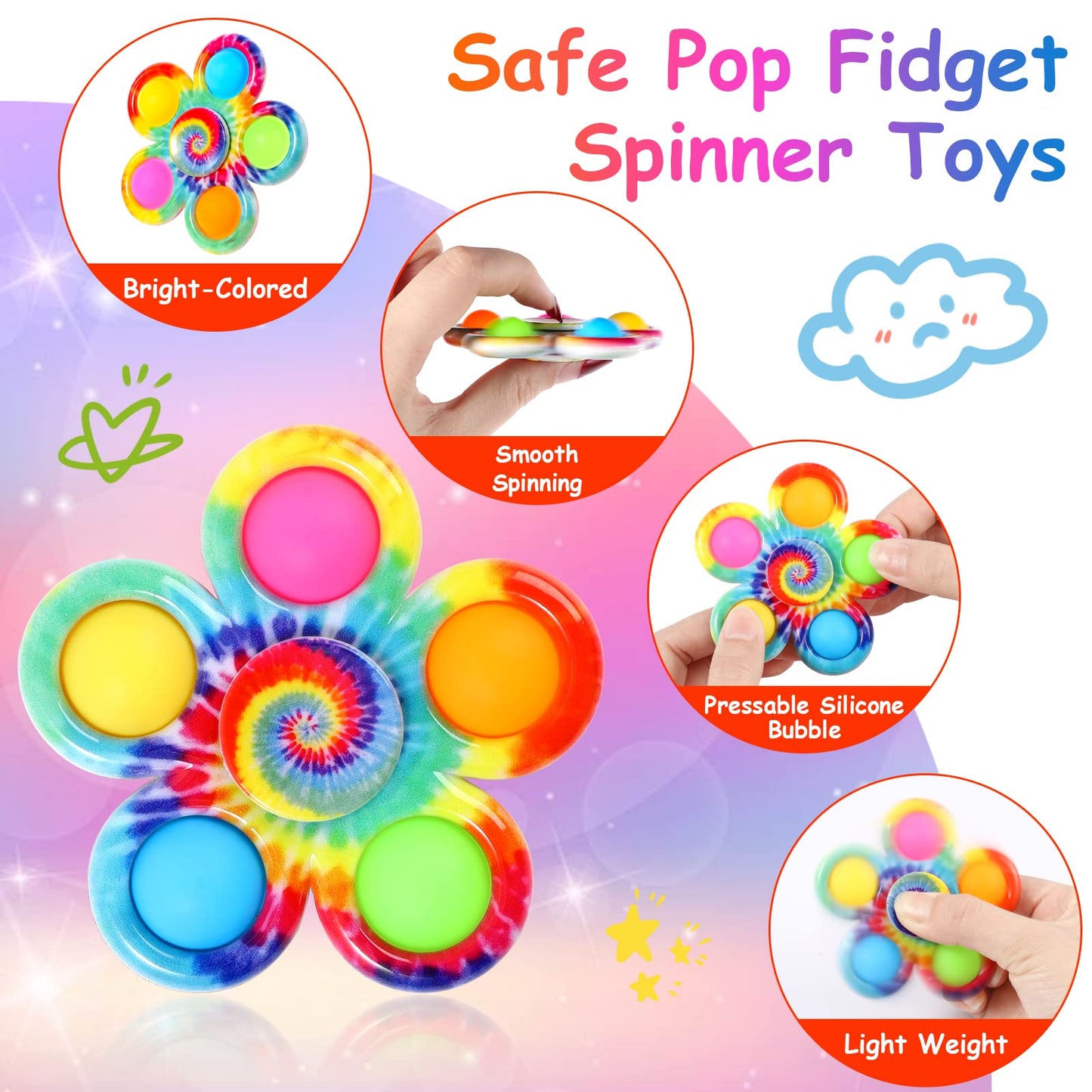 Gigilli 12 Pack Fidget Spinners For Kids, Easter Basket Stuffers Party Favors Sensory Fidget Toys Bulk For Kids 4-8-12, Goodie B