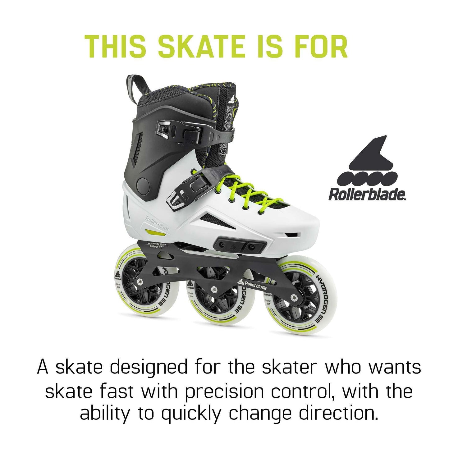 Rollercutting edge Lightning 110 Unisex mature-themed Urban Inline Skate  White and Black