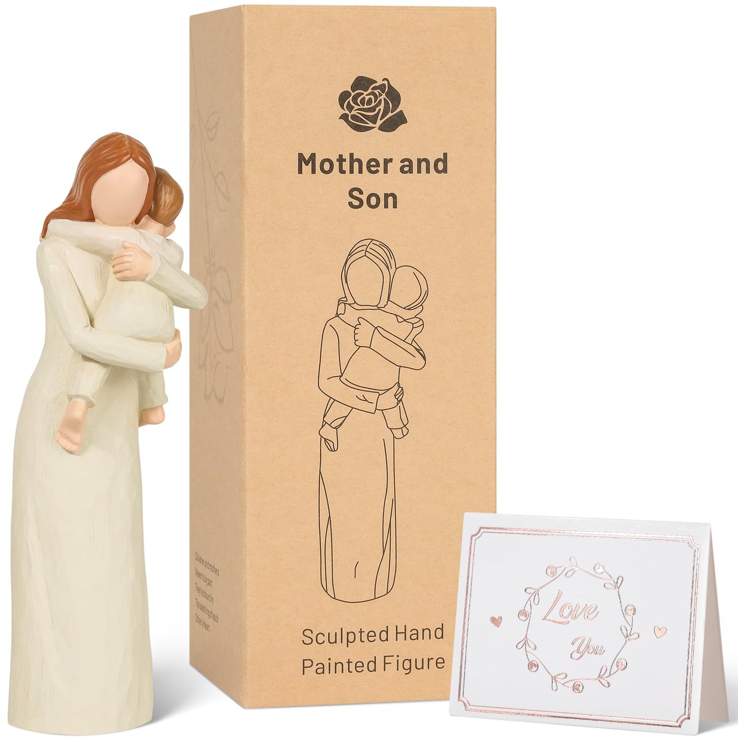 Yuideary Mother And Son Figurines, Sculpted Hand Painted Figure, Mother Son Statue Gifts, For Mom From Son, Perfect Sculpture Gifts For New Mom, Mother.