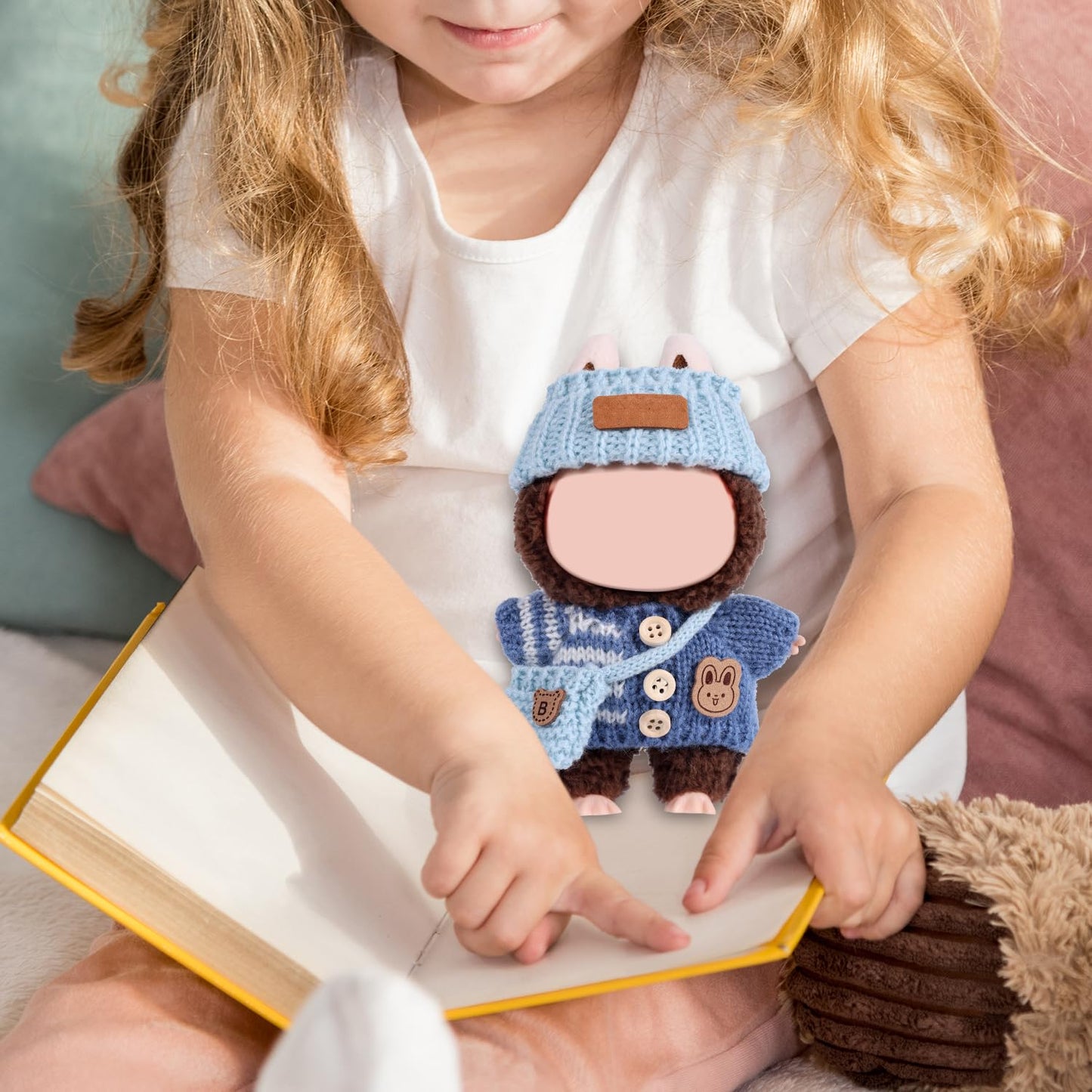 Clothes Outfit for Dolls  enhanced Blue Doll Accessories with Fashion Clothes Bear Hat Crossbody Bags Chic Style Set for Decoration Supplies