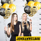 Jonhamwelbor Happy 35Th Birthday Balloon (15Pcs 12Inch) Black And Gold Latex Inflatable Clear Confetti Anniversary Party Helium
