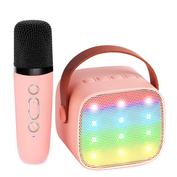 Yll Kids Karaoke Machine, Portable Bluetooth Speaker With Wireless Microphone, Christmas Kids Toys Gifts For Girls 4, 5, 6, 7, 8, 9, 10 +Year Old (Lightpink)