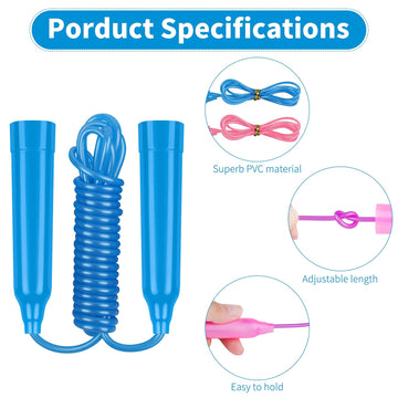 Elcoho 12 Pack Kids Jump Rope Set 7.5 Feet Plastic Jump Ropes Kids Adjustable Colorful Skipping Rope For Outdoor Indoor Fun Game Exercise Fitness Training And Party Favors
