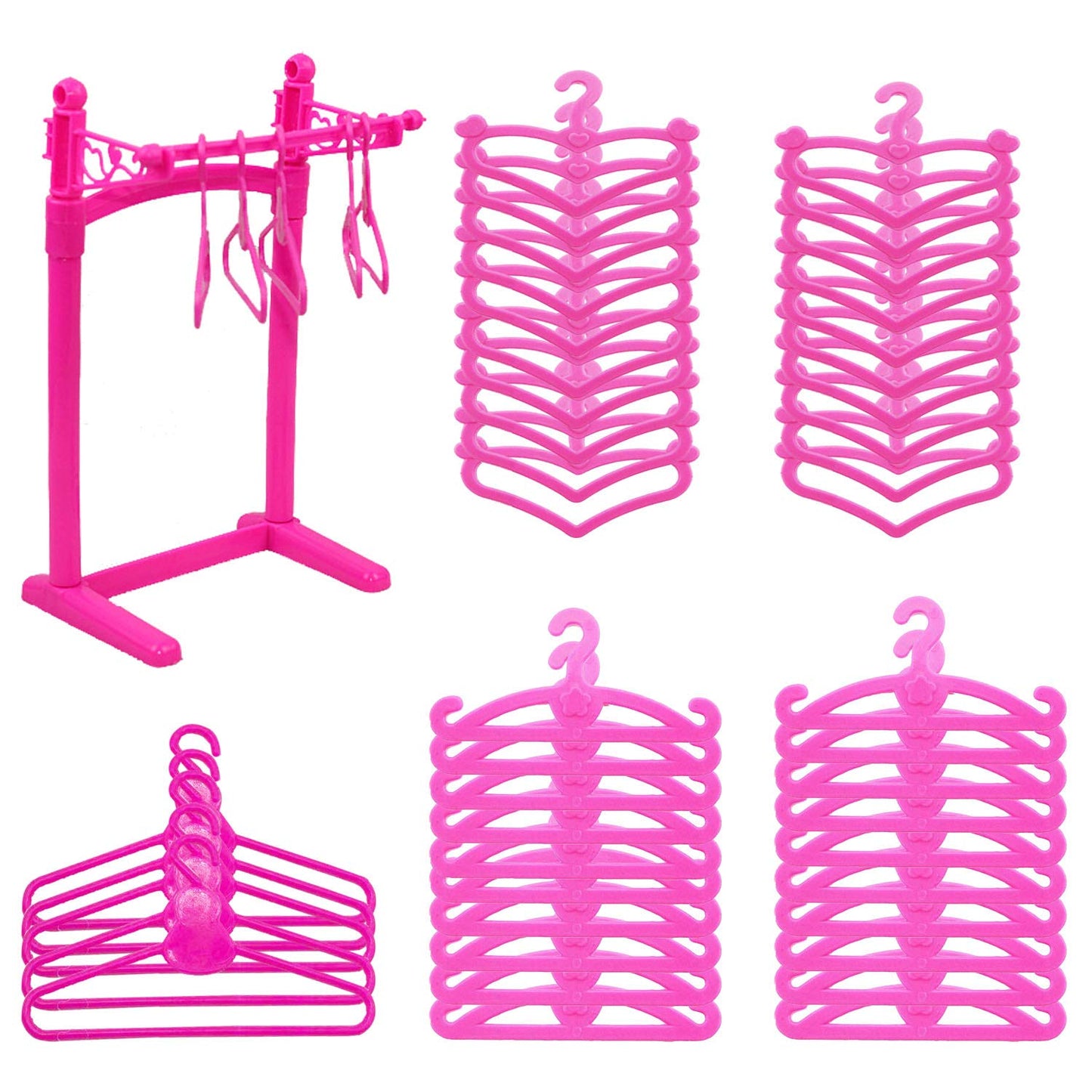 Highfun 55Pcs Doll Hangers For Doll Clothes Doll Accessories For 12 Inch Dolls 1 Display Rack For Show Doll Clothes