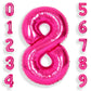 Suwen 40 Inch Hot Pink Large 8 Number Balloons Big Foil Helium Number Balloons 0-9 Jumbo Happy 8Th Mylar Birthday Party Decorati