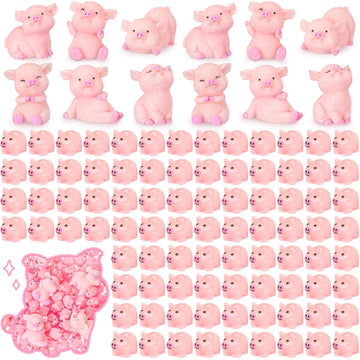 Menkxi 162 Pcs Mini Resin Pig Animals Bulk Tiny Piggy Figures Pig Party Decorations Mini Resin Pig Toys Miniature Garden Landsca