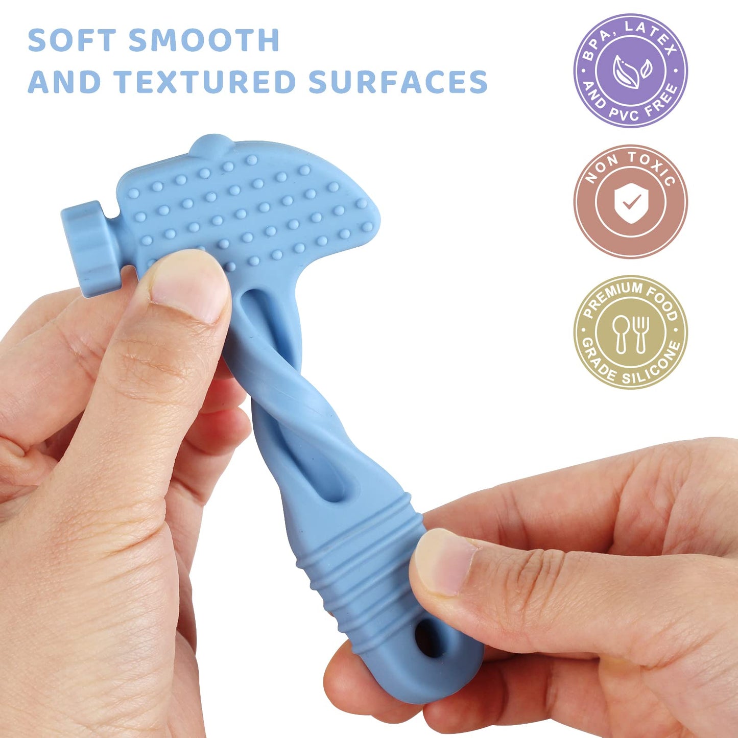 Chuya Baby Teether Toys, Baby Chew Toy For Babies 3-12 Months, Baby Teething Toys Teethers Teething Relief For Infant Toddlers, Hammer Wrench Toys Easy To Hold Silicone Bpa-Free (4 Pack)