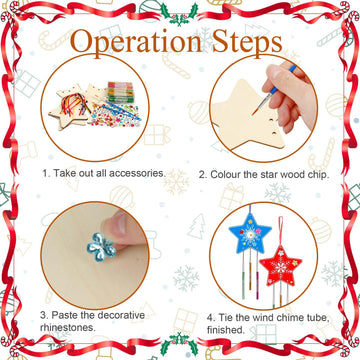 Fennoral 9 Pack Christmas Wind Chime Kit For Kids Make Your Own Star Wind Chime For Girls Boys Ornaments Diy Coloring Christmas