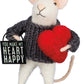 Primitives By Kathy Mouse - Heart Happy,Grey/White, 1.75X4.5 Inches