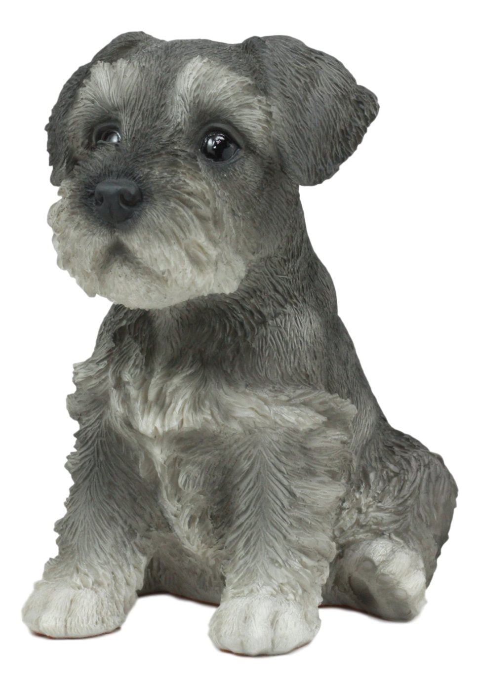 Ebros Realistic Miniature Schnauzer Puppy Statue 5.75' Tall Animal Dog Collectible Lifelike Schnauzer Figurine Decor