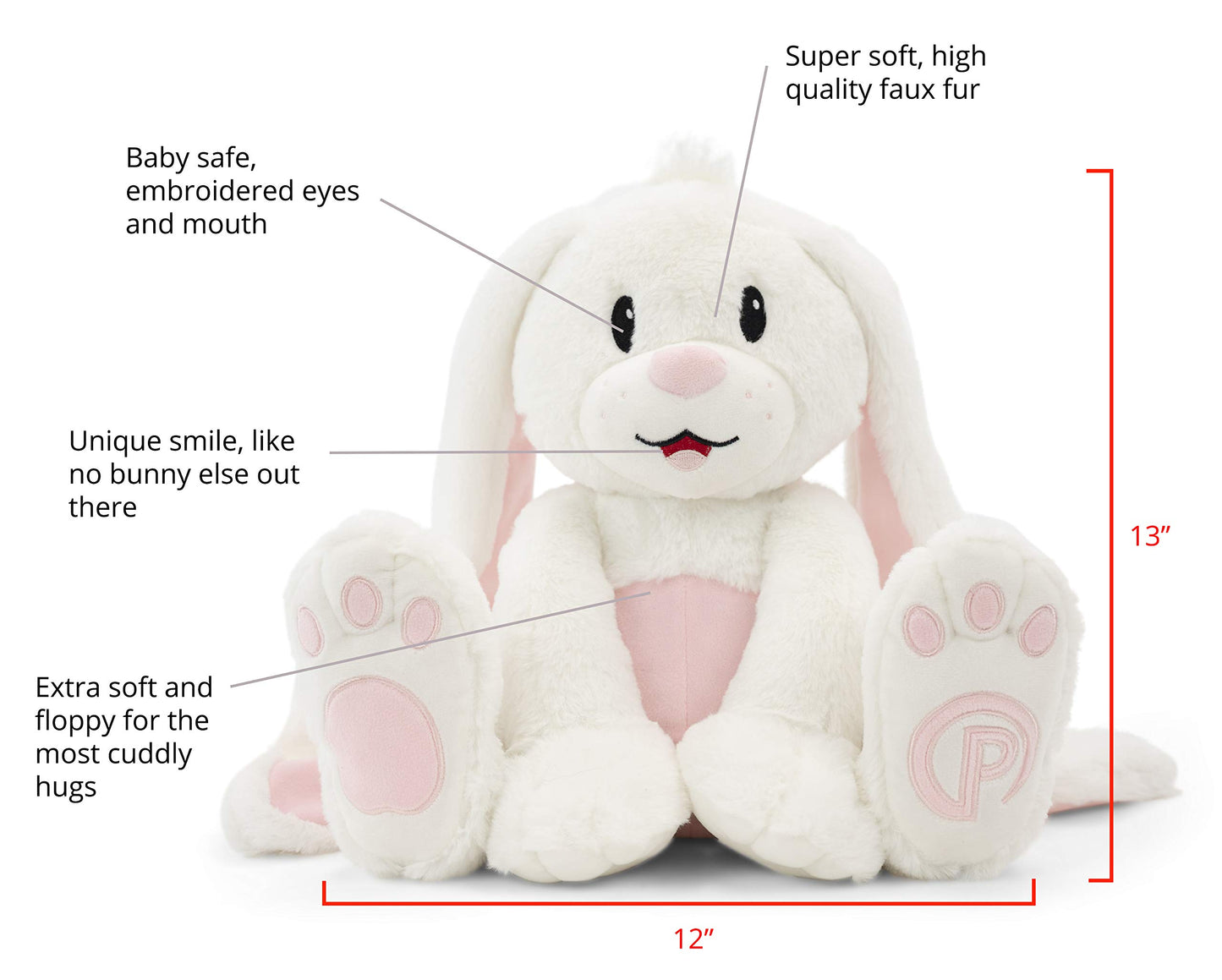 Plushible Bridging Miles With Smiles Adorable Plushie - Cute Stuffed Animal For Kids (18'' Bunny)