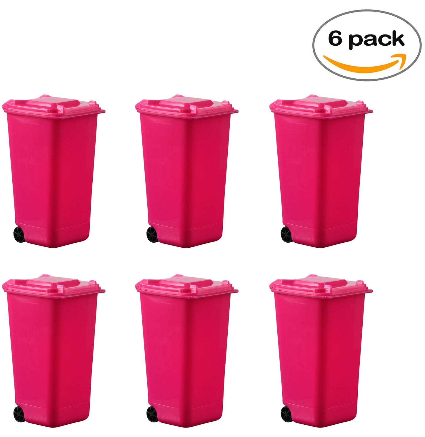 Hammont Mini Trash Can 6-Pack - Mini Trash Can For Desk & Desktop Organizer - Multi-Purpose Mini Desk Trash Can & Pencil Holder (Pink)
