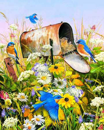 Springbok'S 500 Piece Jigsaw Puzzle Blue Birds - Made In Usa