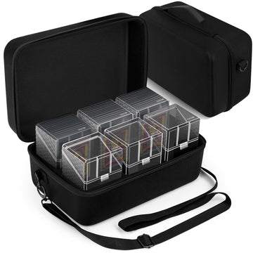 Rhcom Graded Card Case - Eva Hard Case With 6 Clear Storage Boxes 72 Card Board Compatible Graded Card Storage Case For Psa, Csg