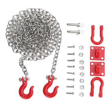 POCREATION RC Tow Hook Chain, U Shaped Tow Hook Trailer Chain Tow Hook Steel Tow Rope Assemble Parts for RC Climbing Crawler Car