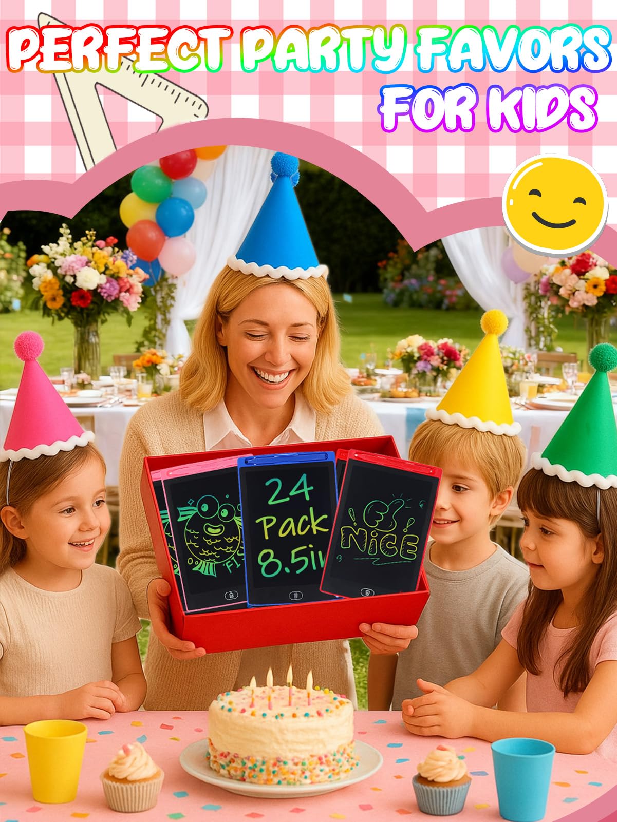 LCD Writing Tablet for Kids Party Favors Bulk - 24 Pack 8.5in Colorful Doodle Board, Erasable Drawing Pad for Goodie Bags Stuffe