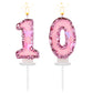 Girls Birthday Number 10 Candles, 2.95in Glitter Butterfly Happy Birthday Cake Toppers Pink Sequins Wedding Numeral Cupcake Deco