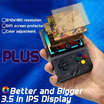 Fingerevo Miyoo Mini Plus Handheld Game Console 3.5-Inch 640 * 480 Ips Screen 3000Mah Miyoo-Mini+ With Portable Case Transparent