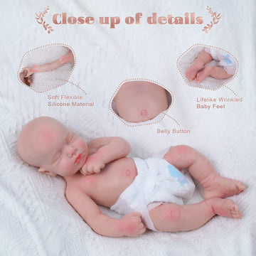 Babeside Reborn Baby Dolls Loulou 16'' Platinum Full Silicone Baby Doll Realistic-Newborn Baby Dolls That Look Real Sleeping Baby Doll For Kids & Toddlers