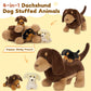 Muiteiur 4 Pcs Dachshund Stuffed Animals,18 Inch Mommy Dog Plush Toy With 3 Puppies,Soft Stuffed Weiner Dog,Cute Plush Toy Gift