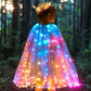 Ledpaty Girls Princess Cape Sets Led Light Up Cloaks Halloween Dress Up With Tiara Crown, Wand,Necklace(White, M5-6Y)
