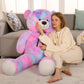 Tezituor Big Teddy Bear 5 Feet,Giant Teddy Bear Stuffed Animal 59 Inches,Human Size Teddy Bear For Girlfriend,Boyfriend,Rainbow Purple Teddy Bear For Valentines Day,Christmas,Birthday